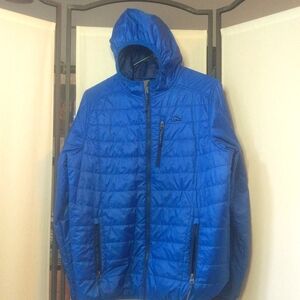 L.L. Bean Boys 18XL Blue Primaloft Packaway Jacket Hooded Full Zip Puffer Lightw
